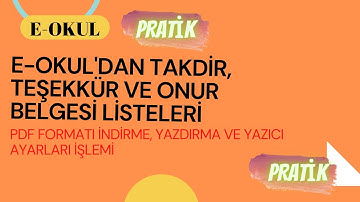 E-OKUL; Takdir, Teşekkür ve Onur Belgeleri İş ve İşlemleri