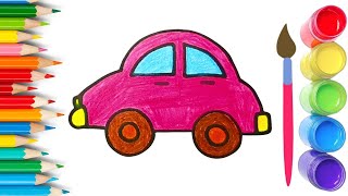 How To Draw cute Car Drawing, Painting &amp; Coloring For Kids and Toddlers_🌈🎨 🐋