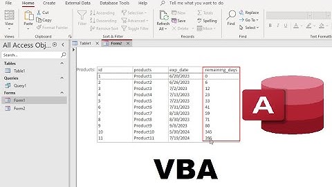 Microsoft access forms VBA: calculate remaining days from expiration date in ListBox using DateDiff