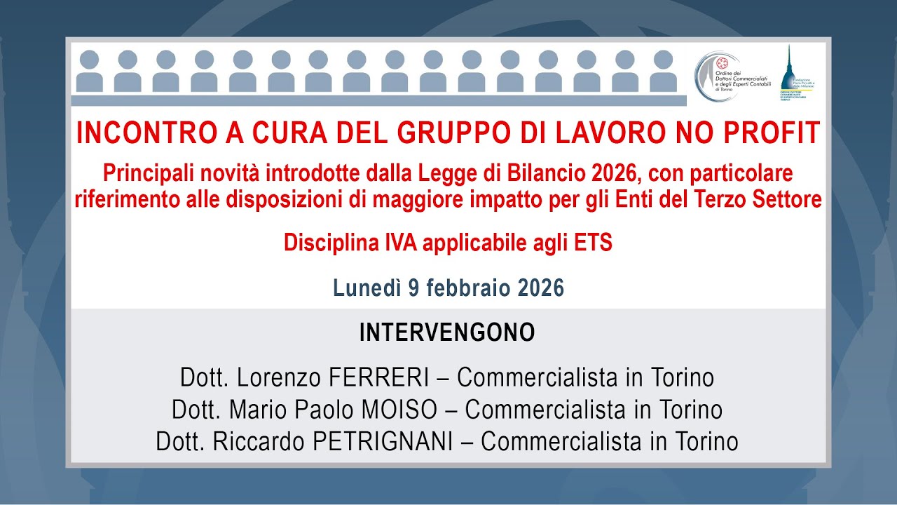 Incontro a cura del Gruppo di Lavoro Non Profit