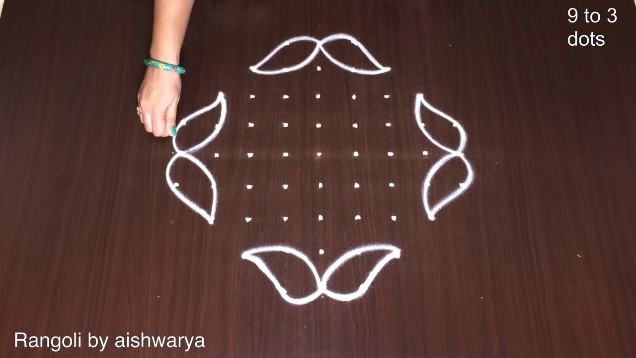 Dhanurmasam Muggulu Easy 9×3 Dots