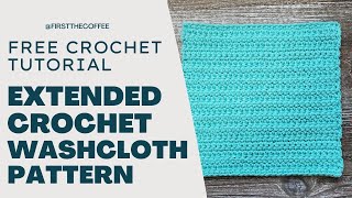 Extended Washcloth | Free Crochet Washcloth Pattern Tutorial
A free written copy of this pattern can be found on my website: https://firstthecoffee.com/crochet-extended-washcloth-pattern/
Hook Size: 4.5 mm ( 7 ) crochet hook
Yarn: Lily’s Sugar and Cream (1 Skein) or other cotton yarn in worsted weight
Finished size is 8 inches x 8 inches.
You can find more free crochet patterns on my website: https://firstthecoffee.com
Facebook: https://www.facebook.com/FirstTheCoffee
Facebook Group for Free Crochet Patterns: https://www.facebook.com/groups/672979186767972
Instagram: https://www.instagram.com/firstthe_coffee/
Pinterest: https://www.pinterest.com/firstthecoffeeblog/
Ravelry: https://www.ravelry.com/designers/josie-anderson Extended Washcloth | Free Crochet Washcloth Pattern Tutorial