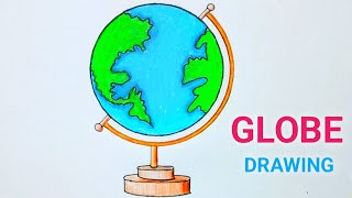 How To Draw A Globe Drawing Globe Drawing Easy Method