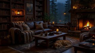 Rainy Night in a Hidden Forest Cabin | Cozy Fireplace for Deep Sleep