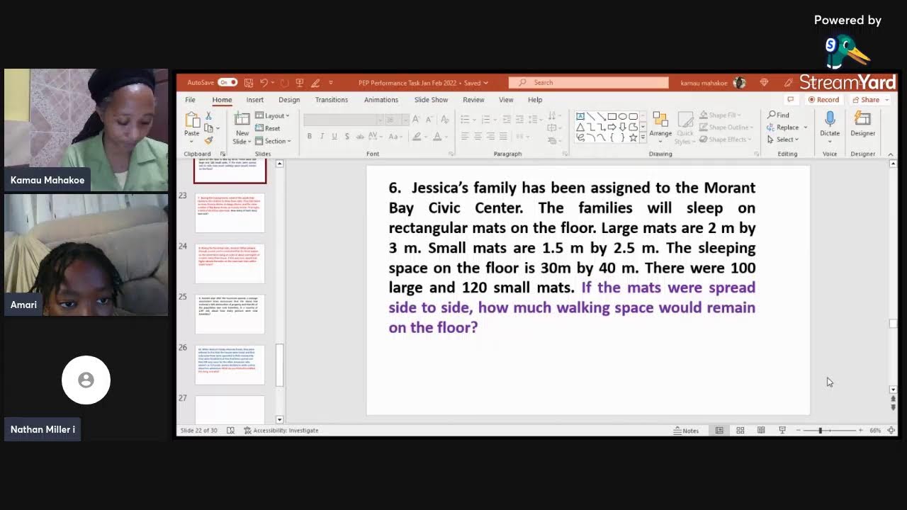 PEP Math Performance Task Sample Questions