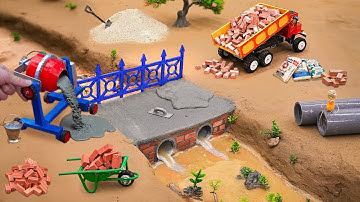 Truck collapsed bridge - DIY mini brick bridge building science project using plumbing with bricks