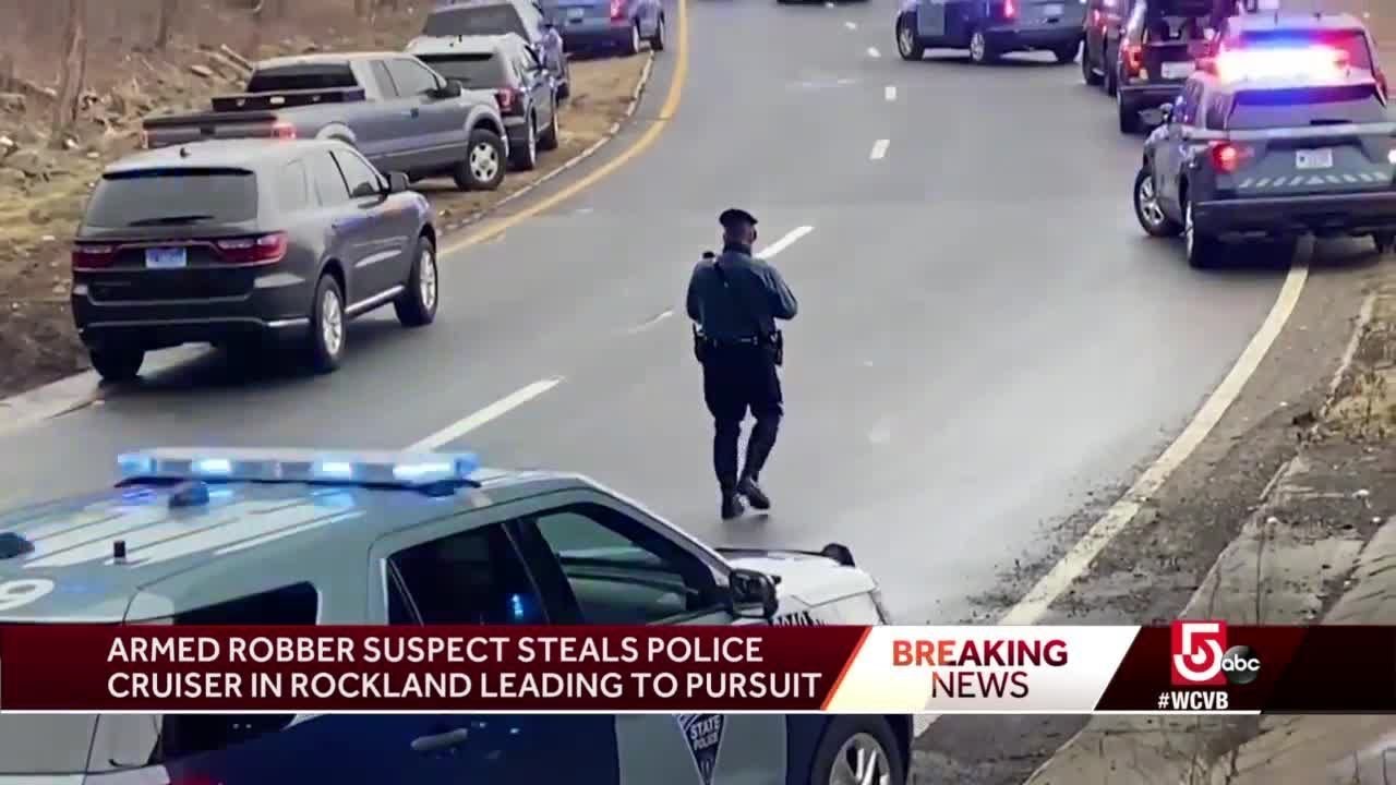 Armed robbery suspect steals police cruiser - YouTube