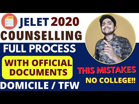 JELET 2020 Counselling Process with Official Documents | Domicile certificate and TFW | Full details