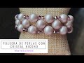 pulsera de perlas con cristal bicono