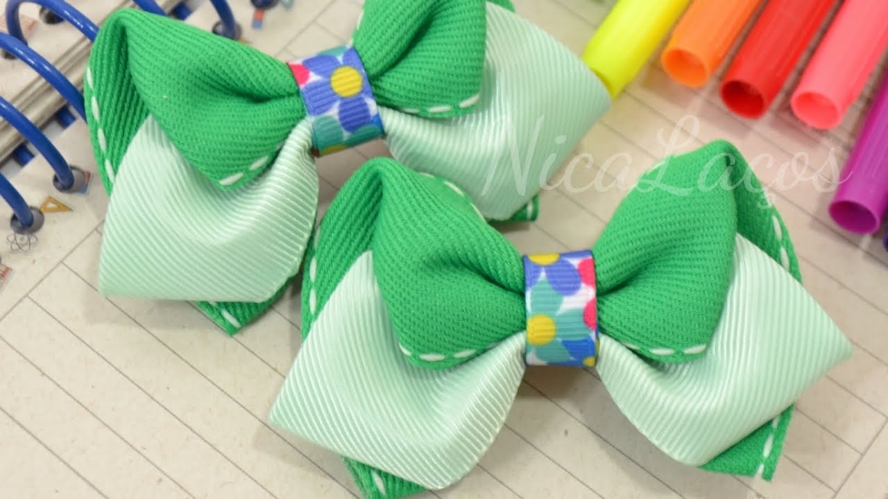 🎀 Laço Escolar - Suuuuper fácil de ser feito! Econômico! Laço Gravata Folha - DIY - PAP