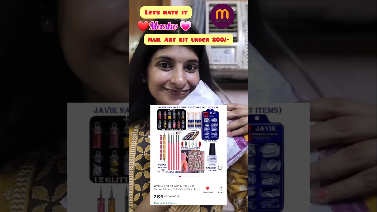 Meesho Nail Art Kit under 200/- 💞🤩 #review #meesho #nailartkit #nailart #fakenail #beauty #makeup