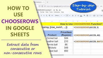 Google Sheets | CHOOSEROWS | Function | Extract Data | Example | Spreadsheet | Step-by-Step tutorial