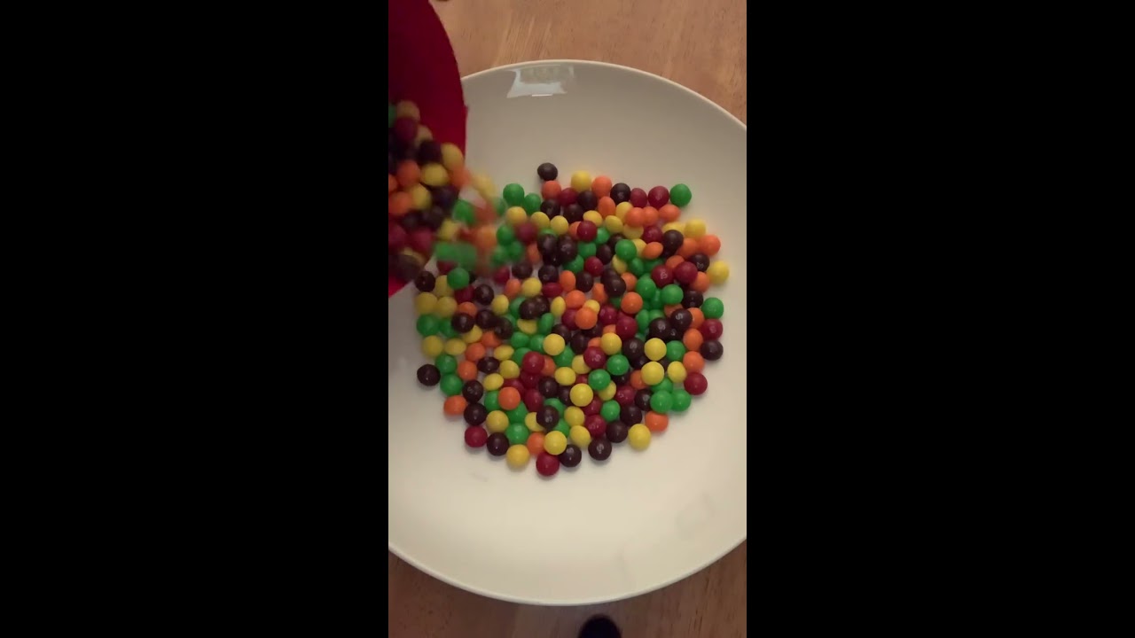 ASMR Satisfying Pouring Bucket Of Fruits Skittles Youtubeshorts Asmr
