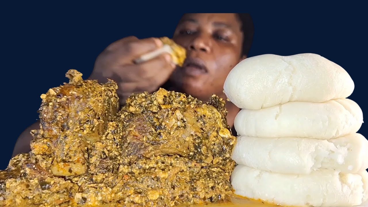 Nigeria food mukbang egusi soup and fufu #African #food #mukbang 