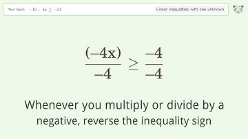 Solving Linear Inequalities: -10-4x is Smaller Than or Equal to -14