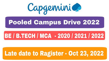 Capgemini Pooled Campus Drive 2022 | Capgemini hiring for - Engineering / MCA Batch 2020 / 2021/2022
