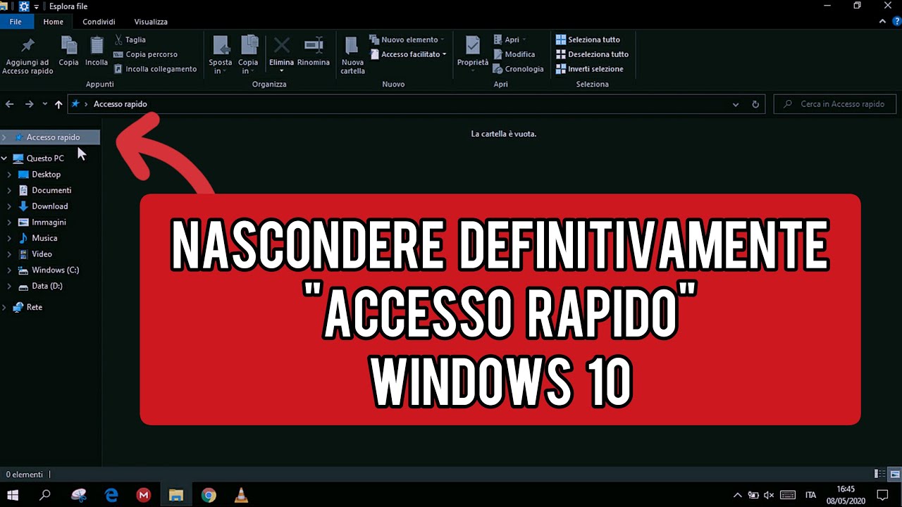 Nascondere DEFINITIVAMENTE la voce "ACCESSO RAPIDO" su Windows 10