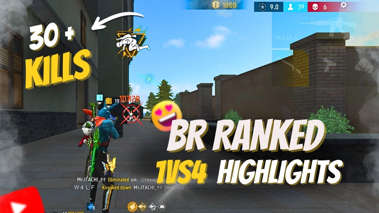 1 vs 4 gameplay highlights in br ranked 🔥||  30 + kills insane gameplay squad wipeouts 🔥🎯 #freefire