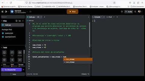 Ejercicios Secuenciales: Cálculo de Porcentaje de Valores y Género en un Salón de Clase