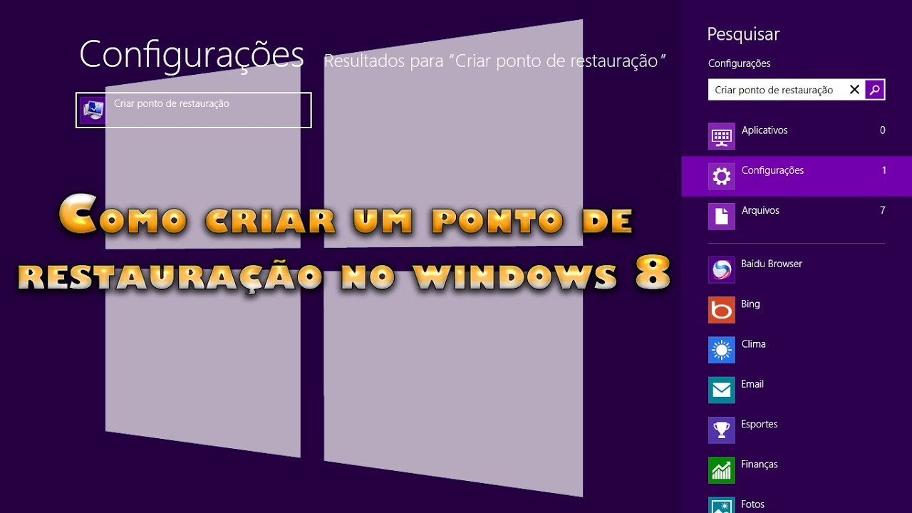 Como Criar Um Ponto De Restauração No Windows 8