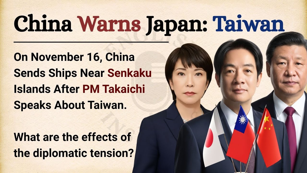 After Takaichi Speech: China Sends Coast Guard to Senkaku || Learn English Through News Level 3