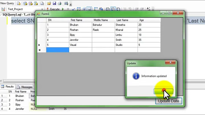 Update and Insert data in database from datagridview