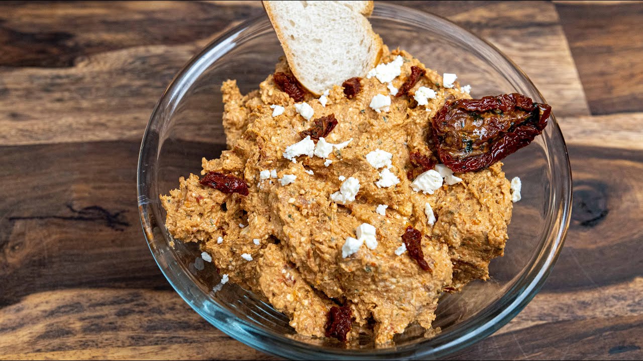 Легкий соус фета из баклажанов с вялеными помидорами и баклажанами