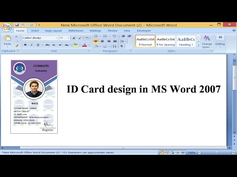 Student id card design in Microsoft word 2007 with barcode