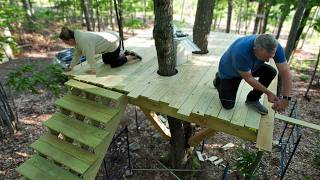 Installing Decking on our Bridge Platform | Off-Grid Treehouse Build