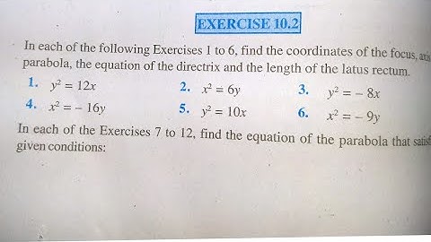 Class 11th chapter 10 conic sections exercise 10.2 ncert solutions hindi
