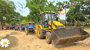 Jcb 3dx Backhoe Machine Mahindra Sonalika Swaraj Tractor Loading Mud Trolley | Jcb Video