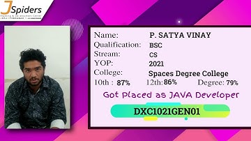 CONGRATULATIONS P.SATYA VINAY PLACED AS JAVA DEVELOPER