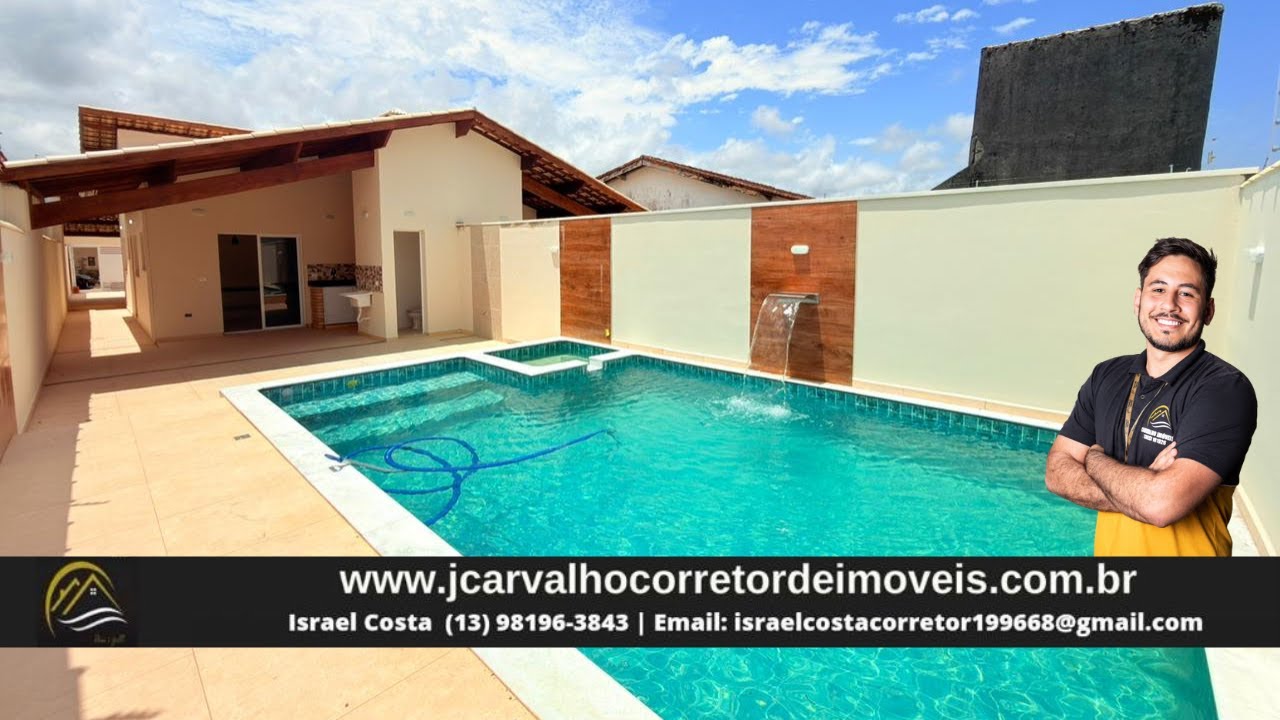 *R$479MIL* CASA COM TERRENO GRANDE 6X35MTS COM PISCINA 4X7 METROS LADO PRAIA EM ITANHAÉM!