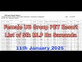 Female UB Group PET Result List of 5th MLP Bn Samanda/11th January 2025