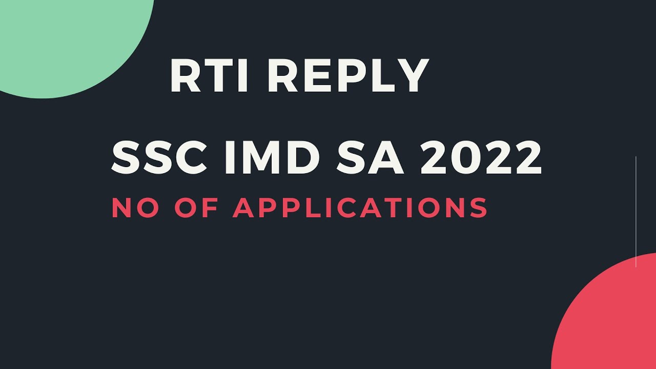 No of Applications SSC IMD SA|RTI Reply|IMD Recruitment 2022|Category wise  complete applications