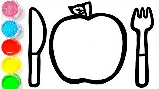 Glitter Apple Cutlery Set Drawing And Painting For Kids, Toddlers Learn Colors Coco Toy Art