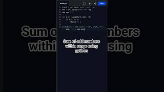 Sum of odd numbers within range using python