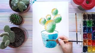 Малюємо кактус. Як намалювати кактус акварельними фарбами.