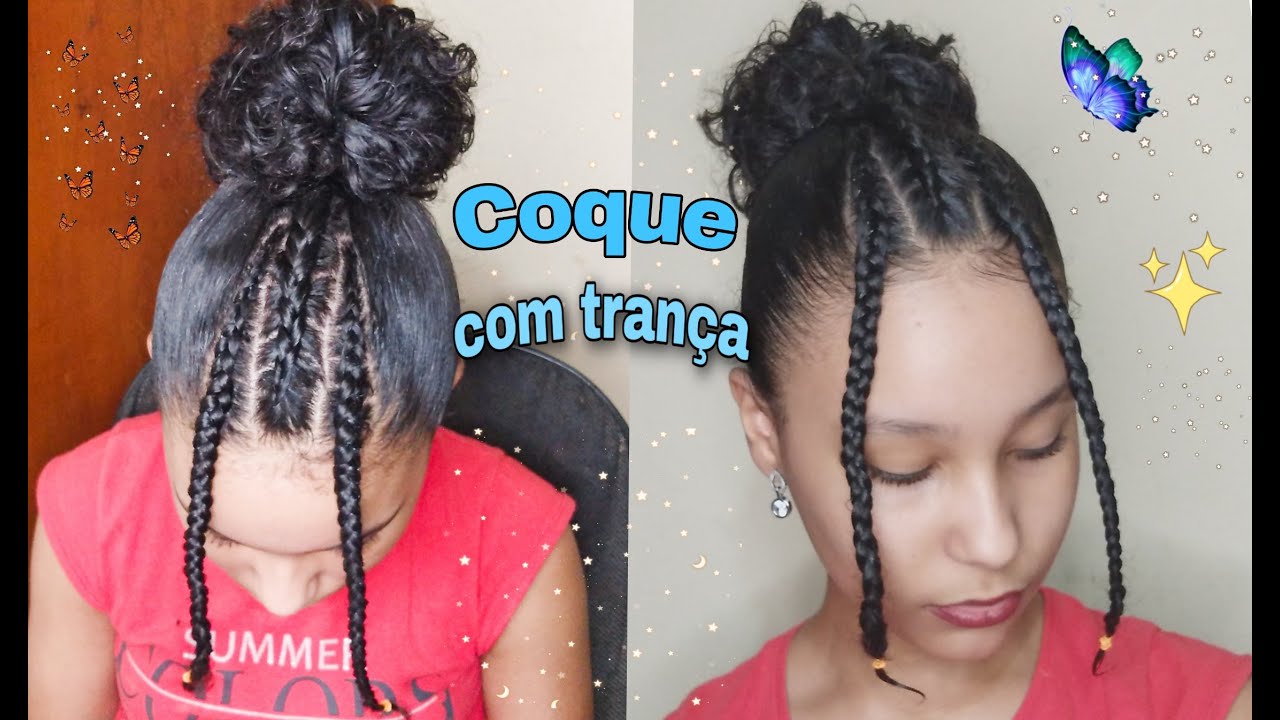 COQUE- COM TRANÇA RAIZ, penteado para cabelo cacheado #32 hairstyle for  curly hair - thptnganamst.edu.vn