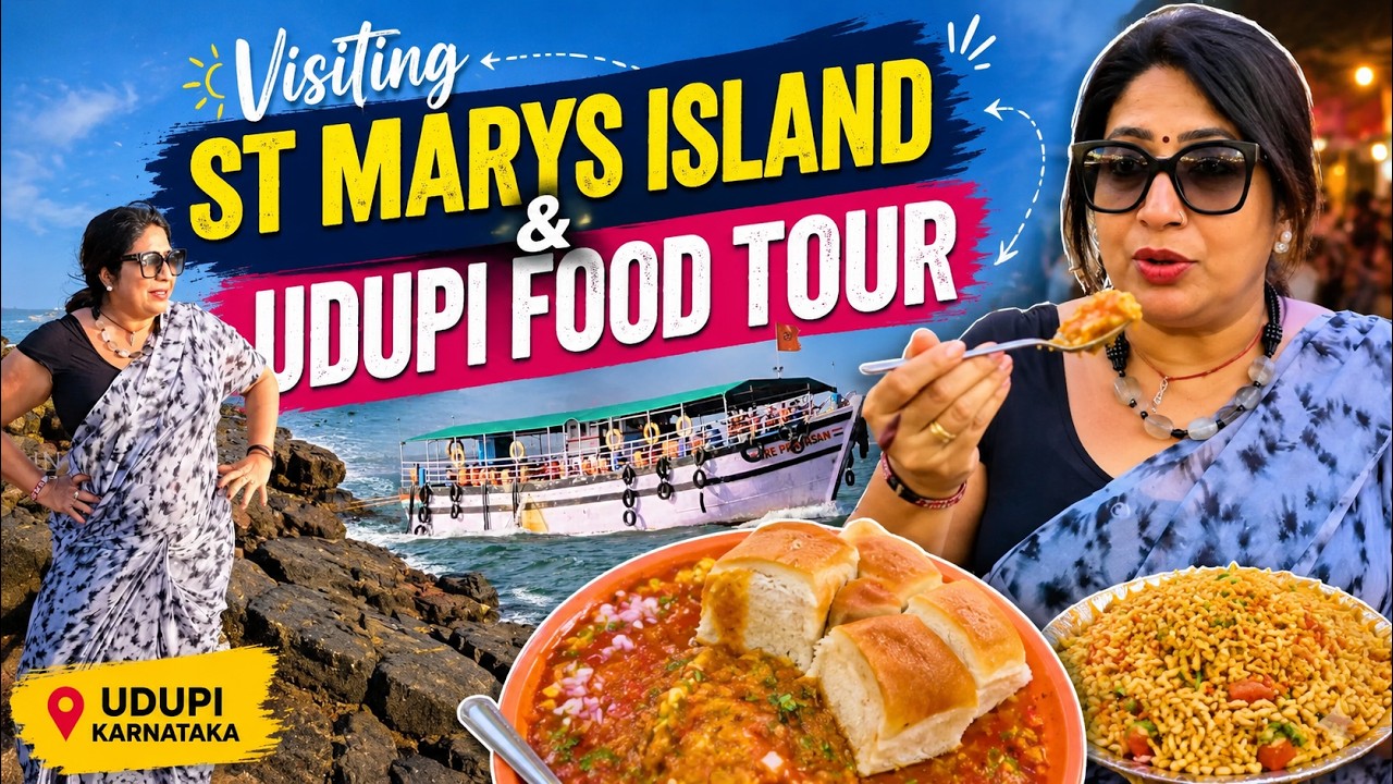 സെന്റ് മേരീസ് ഐലൻഡും ഉഡുപ്പി ഫുഡ് ടൂറും | Hidden Beach Paradise & Udupi Evening Street Food Tour