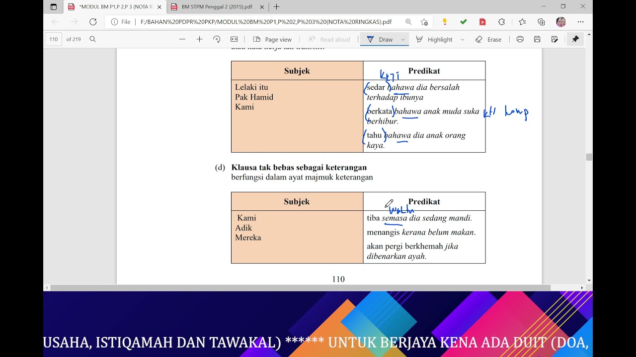 CARA MUDAH KENALI KLAUSA BEBAS& KLAUSA TAK BEBAS, DAN KEDUDUKAN KLAUSA DALAM AYAT.