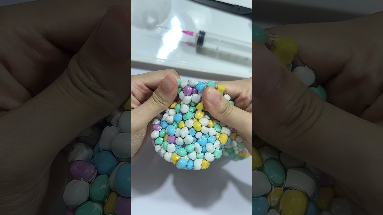 🌈 Playing with Colorful Beads Stress Ball – So Cute, So Loud, So Satisfying! ✨🎧