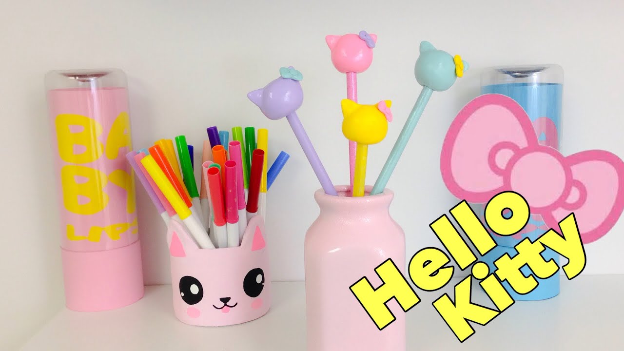 KAWAII crafts:How to make Hello Kitty pencils(easy crafts) 