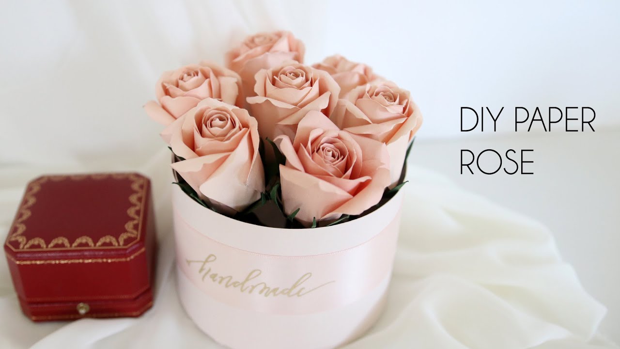 DIY Paper Rose (Valentine's Day Gift Crafts, Box, Silhouette, Flower