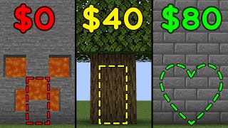 minecraft hidden door for 20$ vs 40$ vs 60$ vs 80$ vs 100$