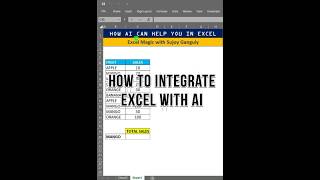HOW TO INTEGRATE AI IN EXCEL!! EXCEL MAGIC!!