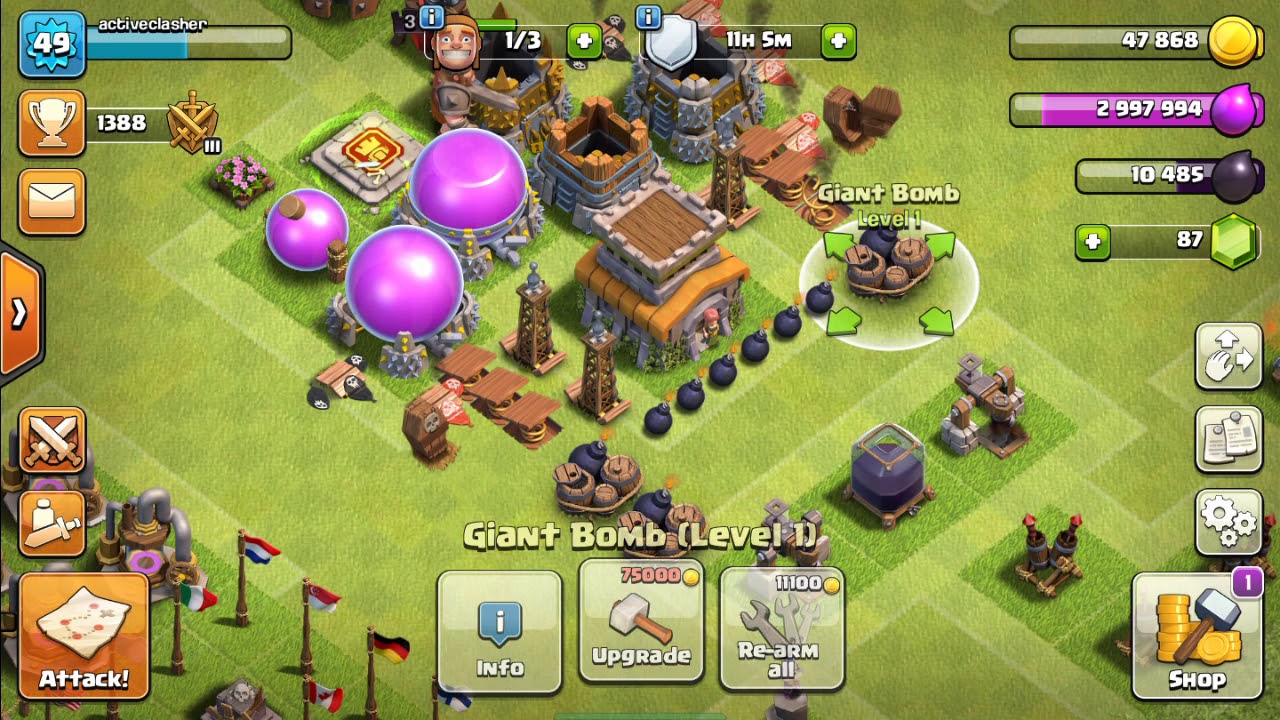 COC EP.3 UPGRADED WALLS!!! Max loot... - YouTube