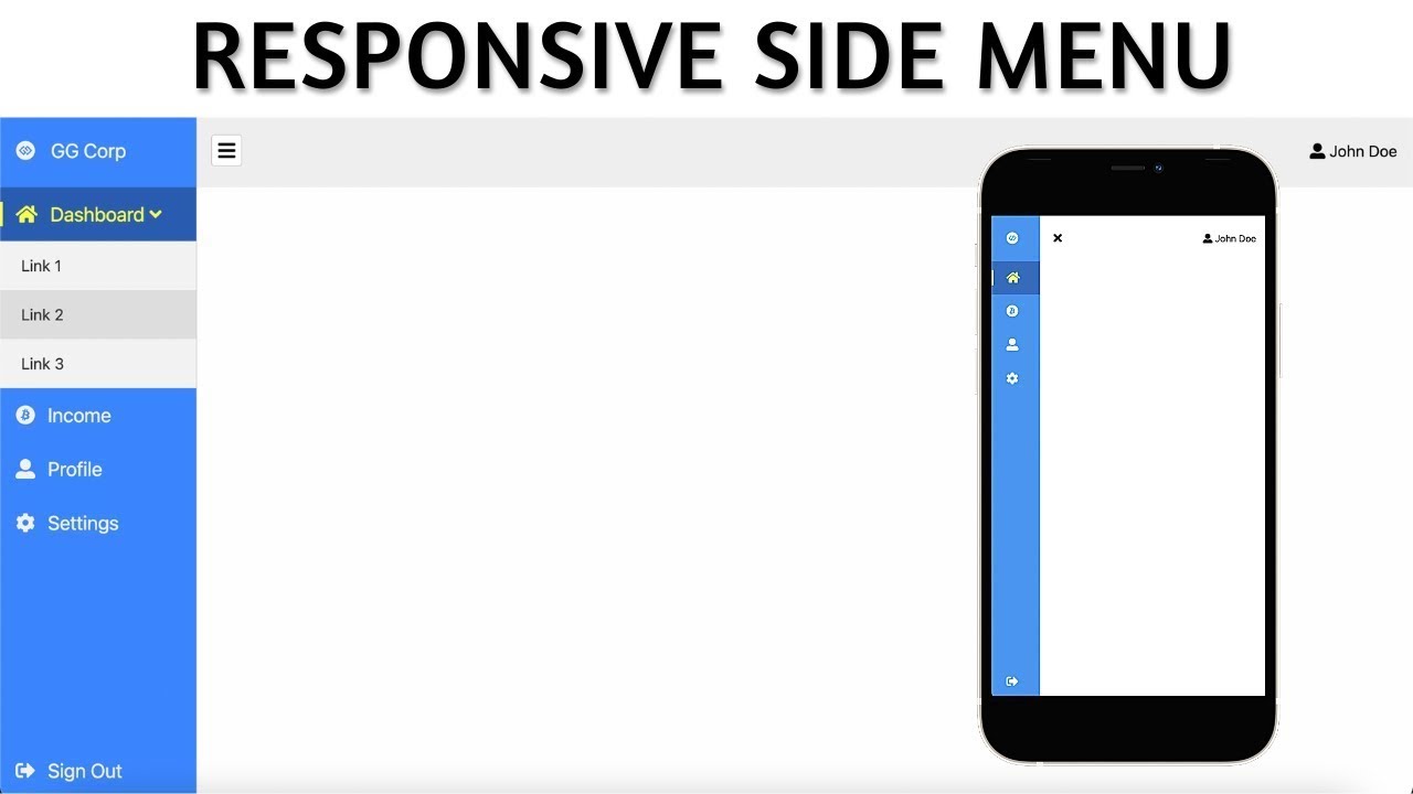 Responsive Side-Menu Using HTML, CSS & Javascript From Scratch || www ...