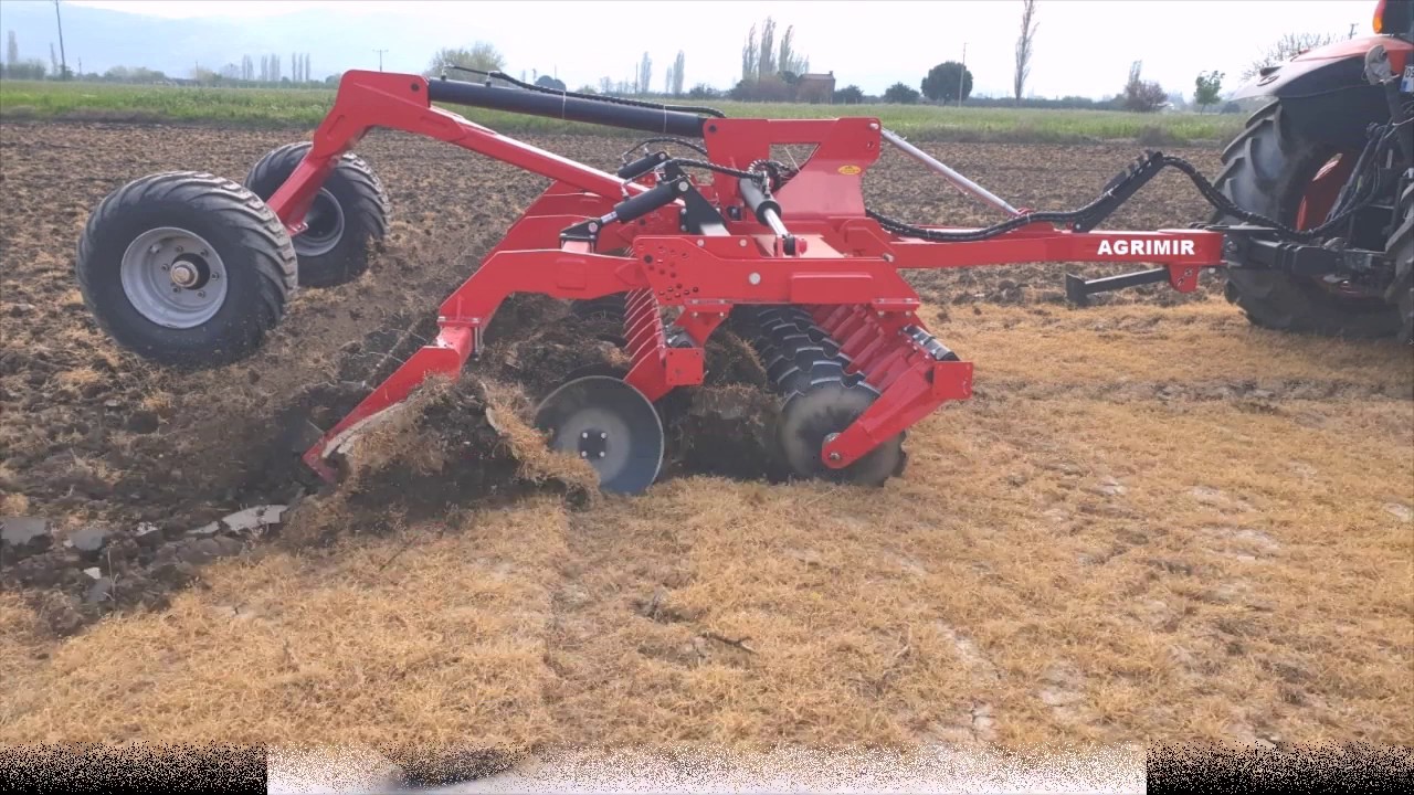 AGRIMIR Folding & Trailed Multi Disc Harrow - YouTube