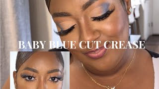 Baby Blue Nude Cut Crease Tutorial | Soft Glam Eyeshadow Using Drugstore Palette